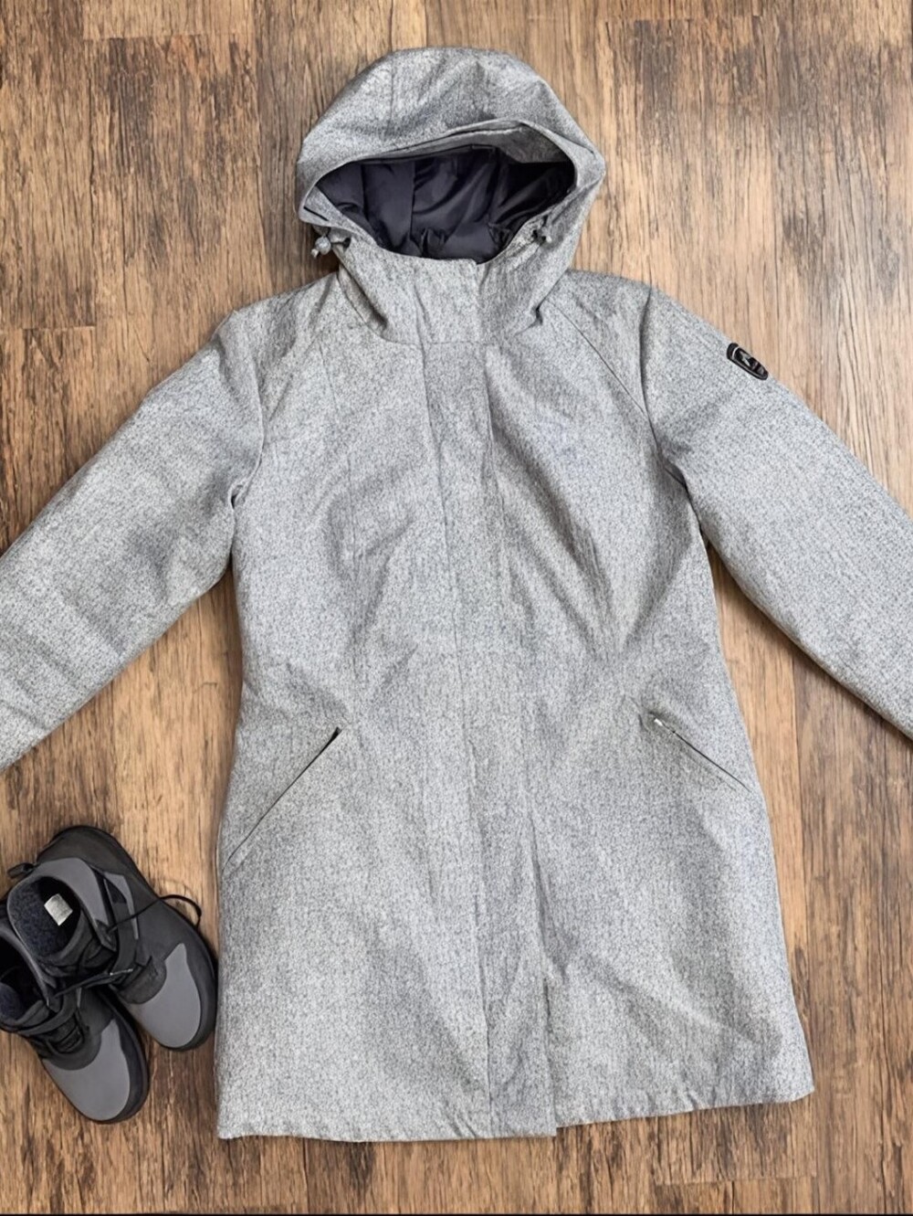 Gotcha Glacier Women's Grey 3/4 Length Classy Peacoat Style Hooded Jacket Parka
